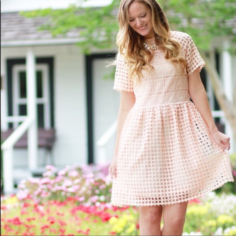 ELLIAT REVOLVE Soft Pink Lace Overlay Dress